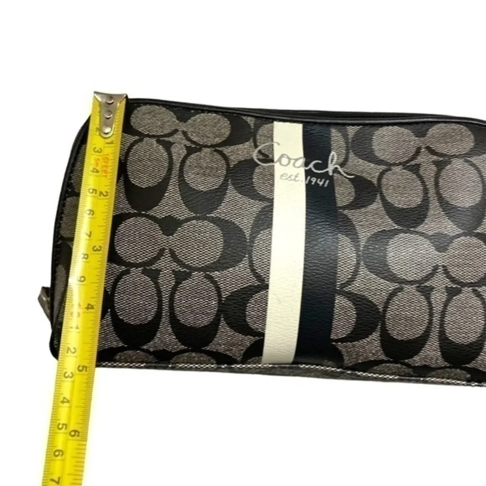 Coach black gray legacy striped signature clutch bag